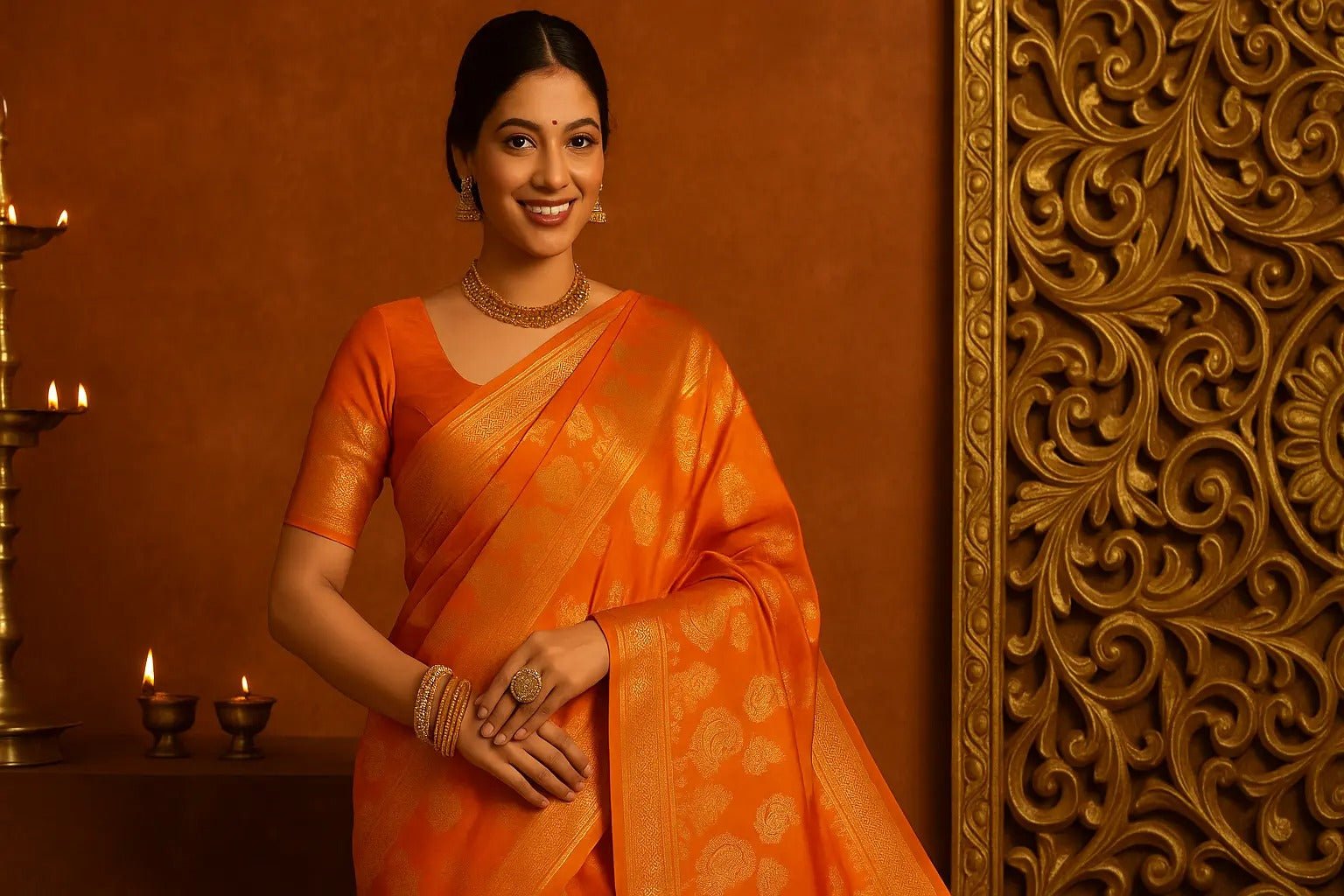 Orange Sarees for Festive Wear: A Radiant Choice for Every Celebration