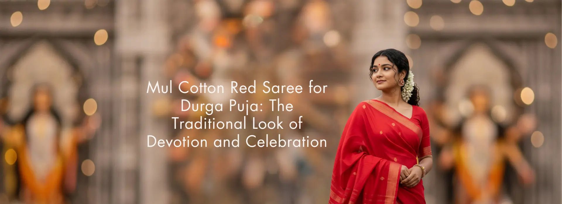Red Saree for Durga Puja: The Traditional Look of Devotion and Celebration.