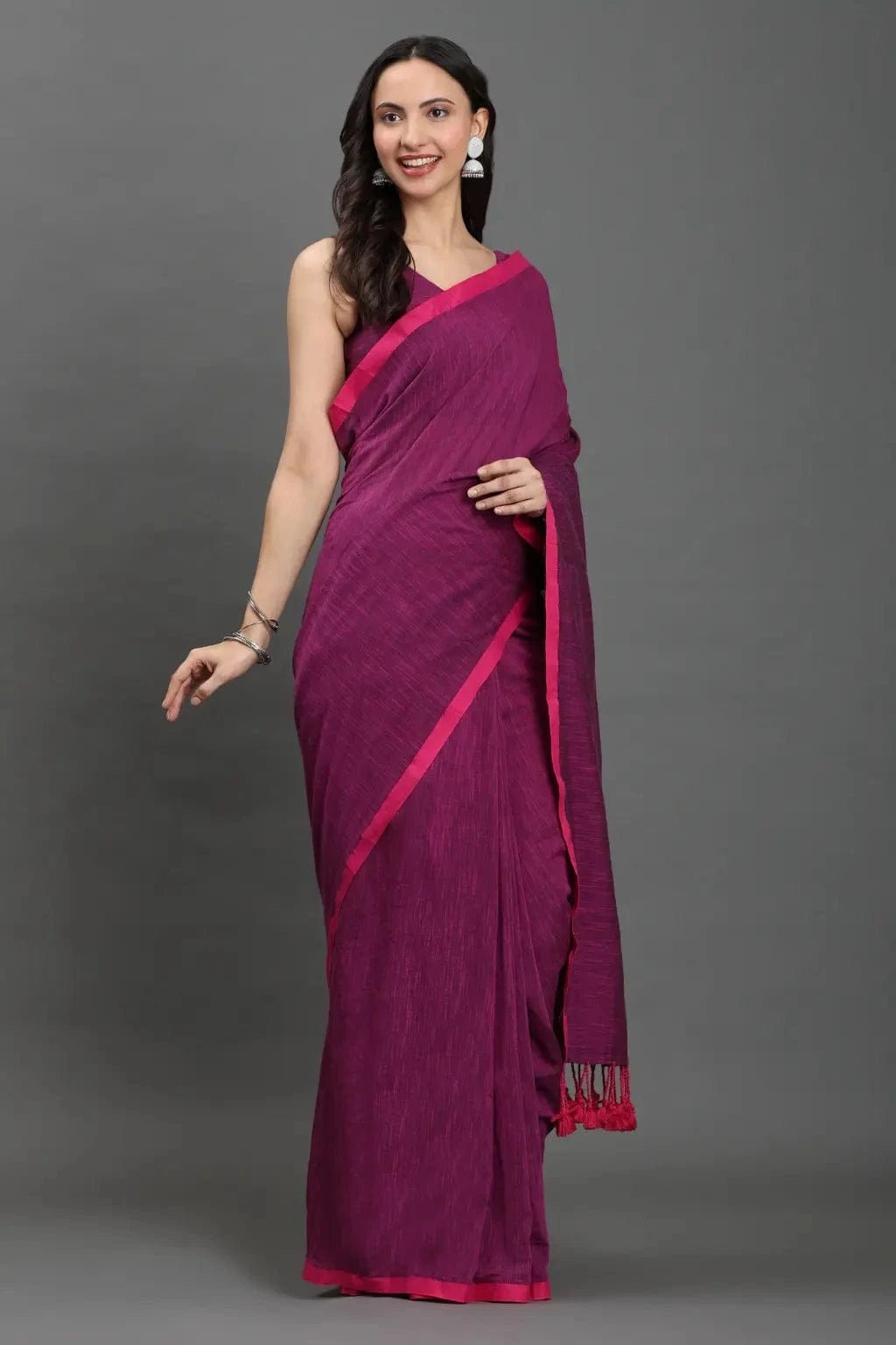 BERRY BLISS | Pure Cotton | Indidha Saree