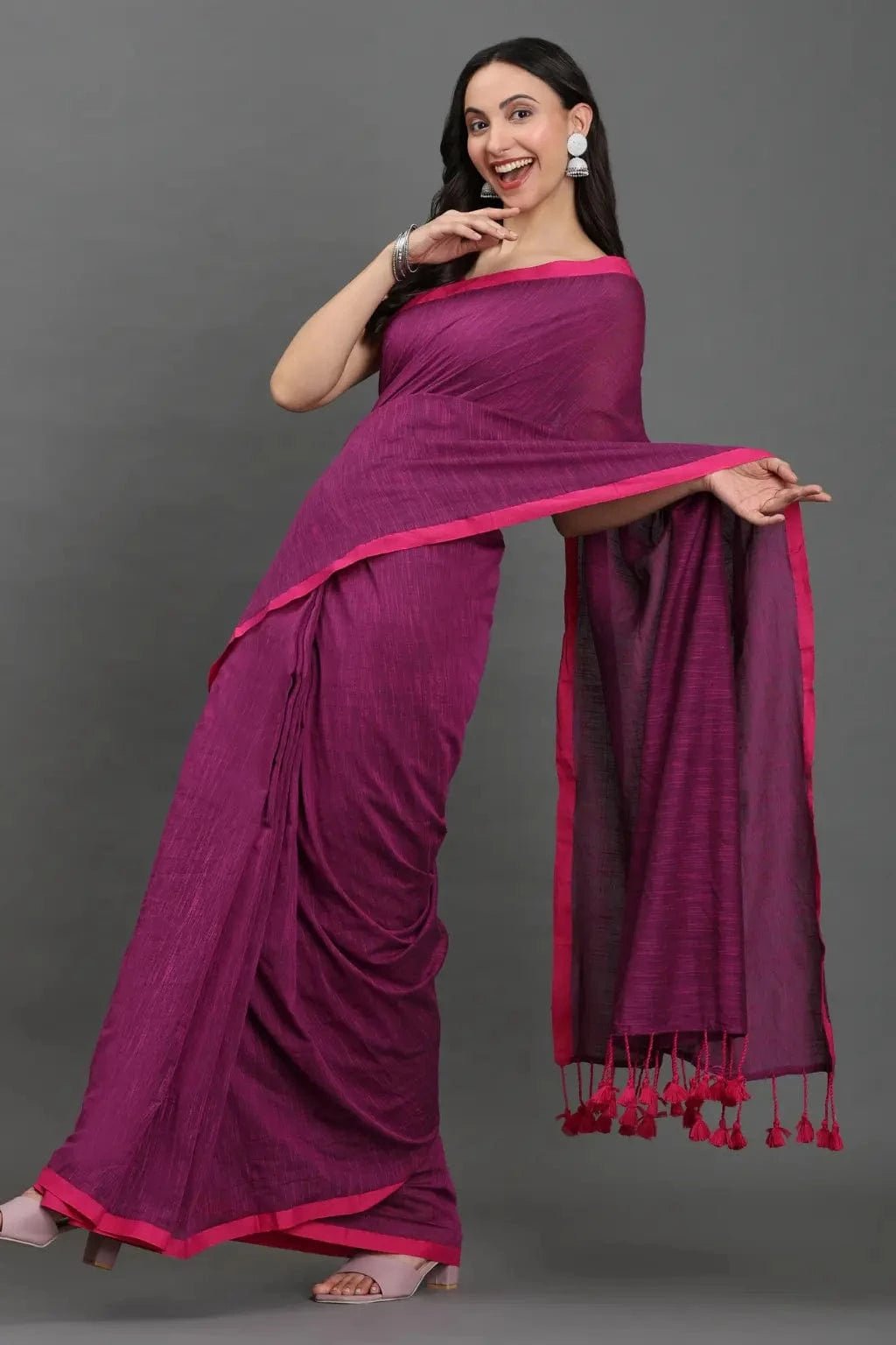 BERRY BLISS | Pure Cotton | Indidha Saree