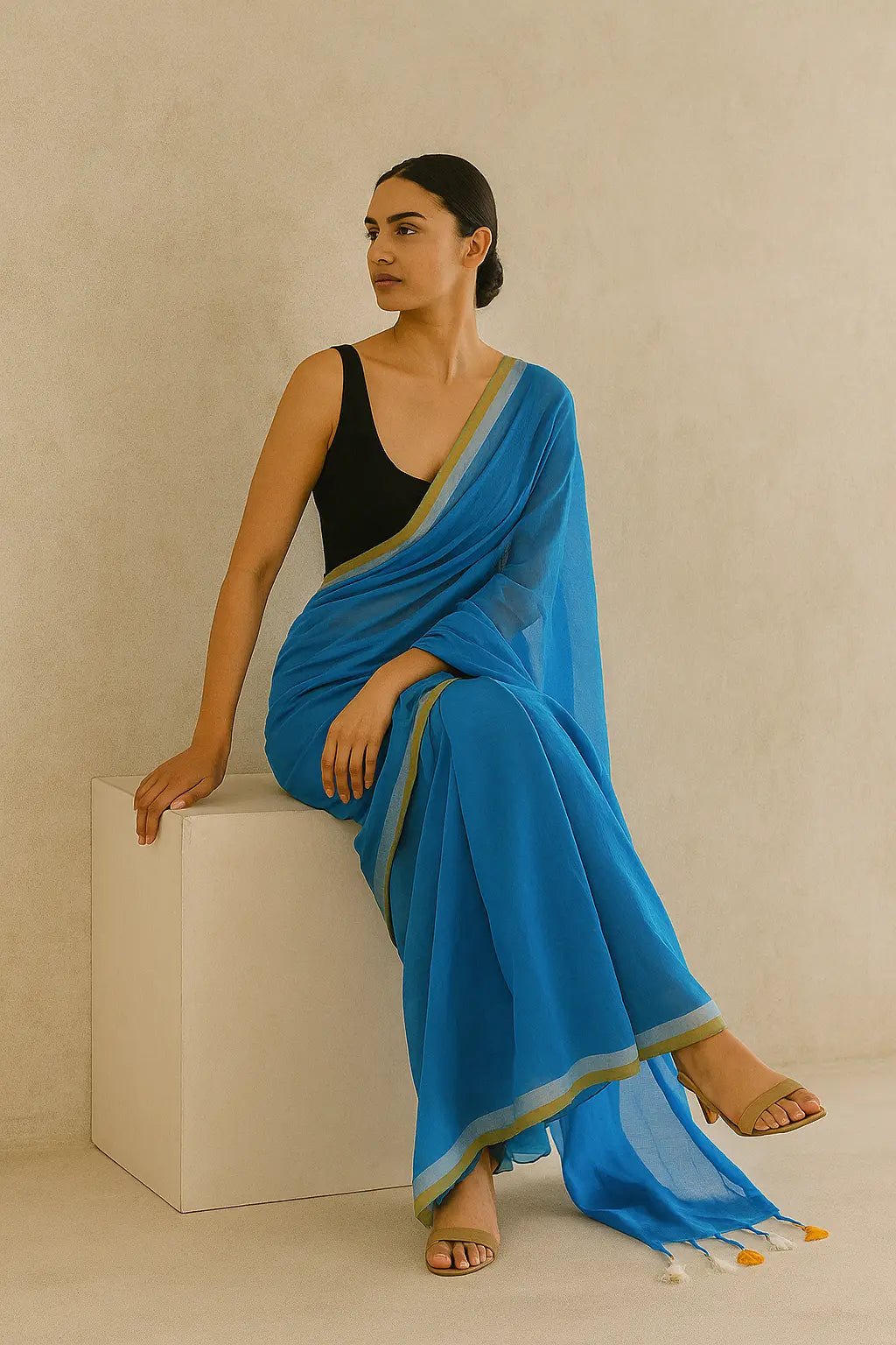 BLUEBELL BLISS | Mul Cotton | Indidha Saree