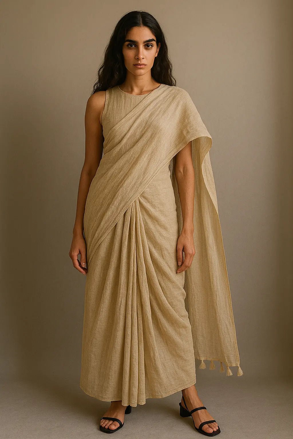 Chandan Leher | Handloom Mul Cotton | Indidha Saree
