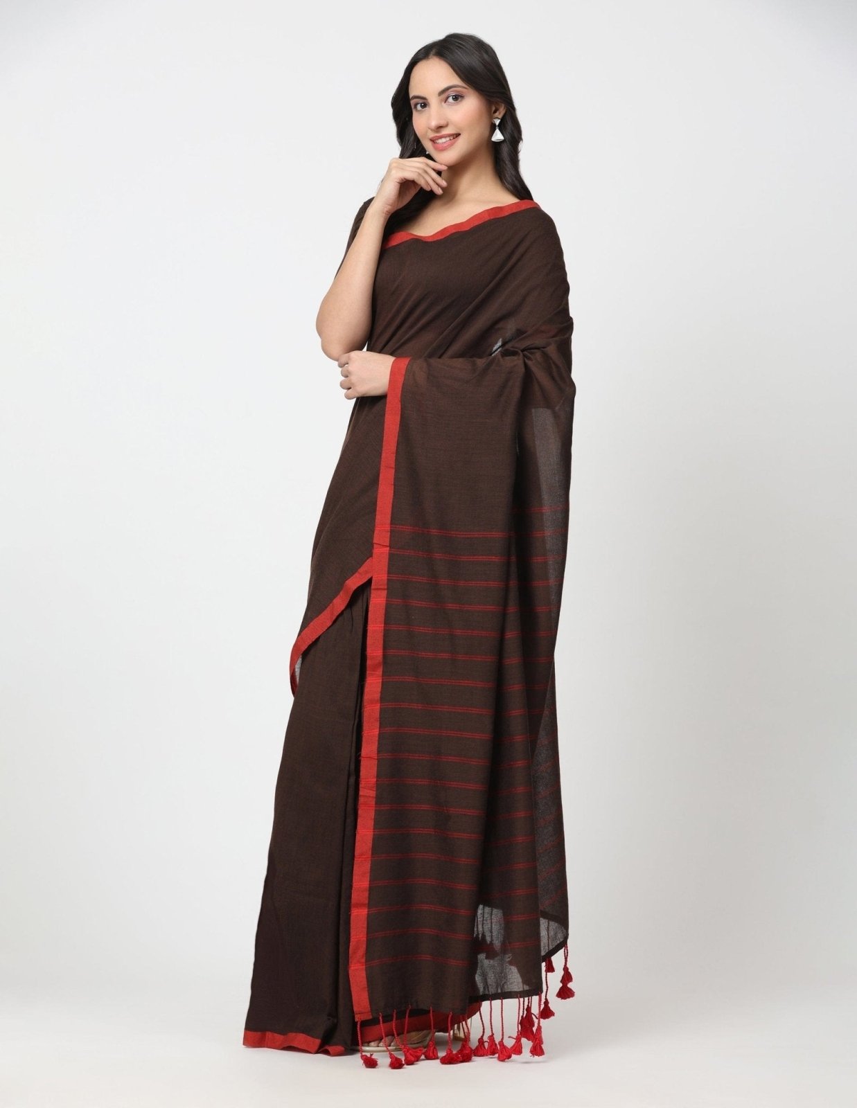 CRIMSON BROWN | Cotton | Indidha Saree