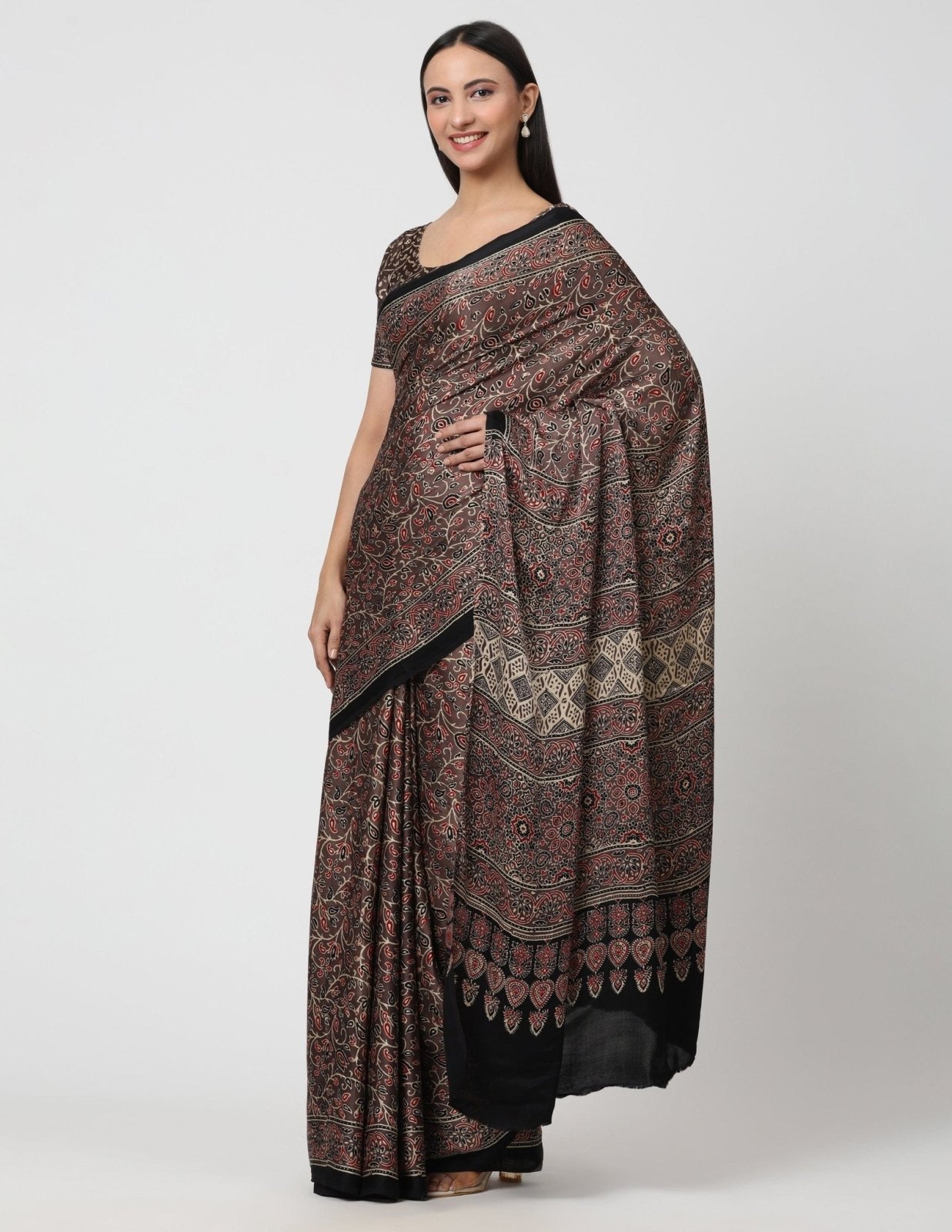 ETERNAL SYMPHONY | Modal Silk | Ajrakh Print | Indidha Saree