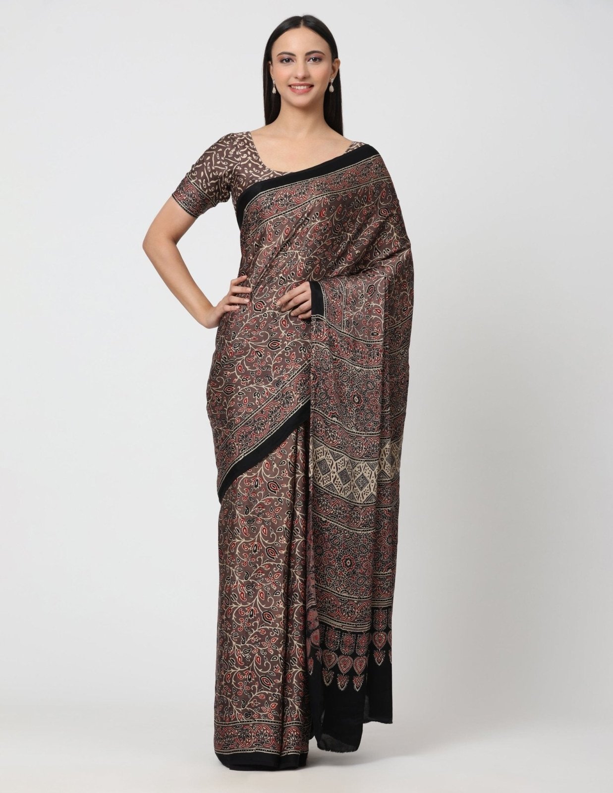 ETERNAL SYMPHONY | Modal Silk | Ajrakh Print | Indidha Saree