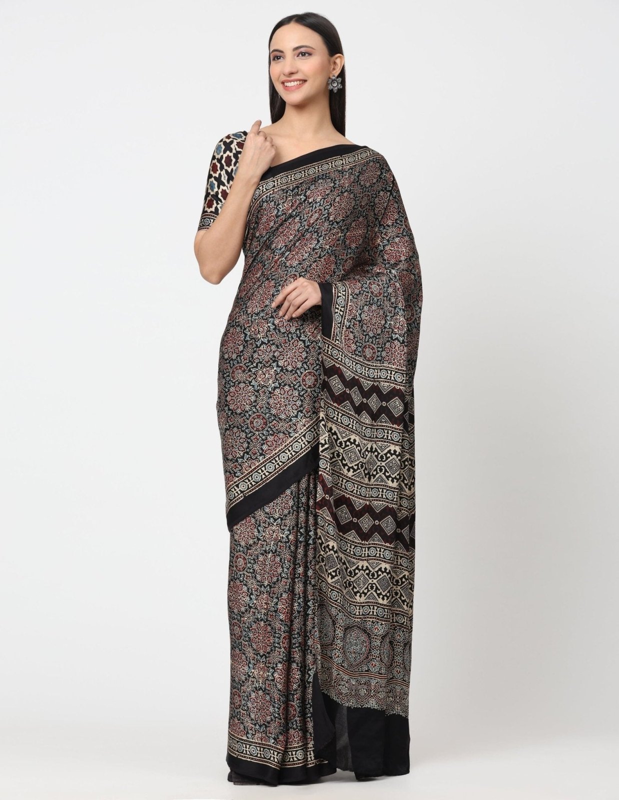 ETHERNAL SYMPHONY | Modal Silk | Ajrakh Print | Indidha Saree