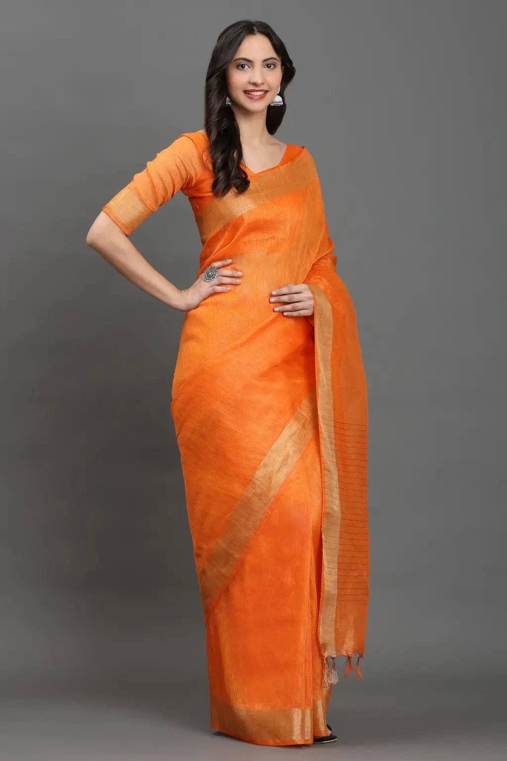 Golden Flame | Kota Linen | Indidha Saree