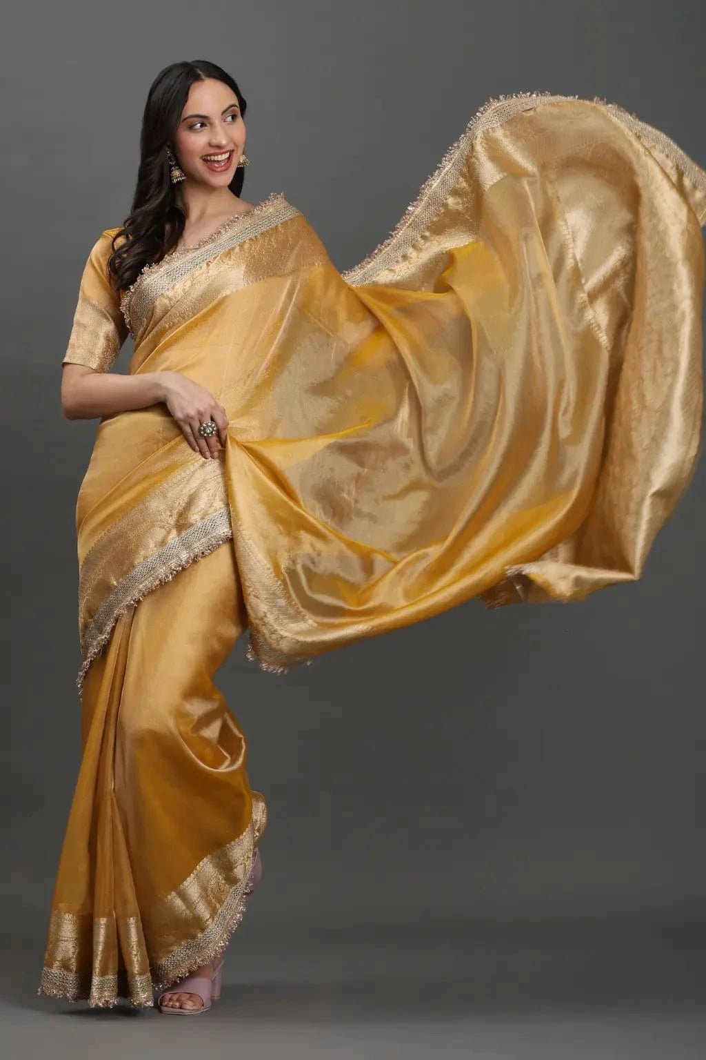 Golden Hour Grace | Tissue | Indidha Saree