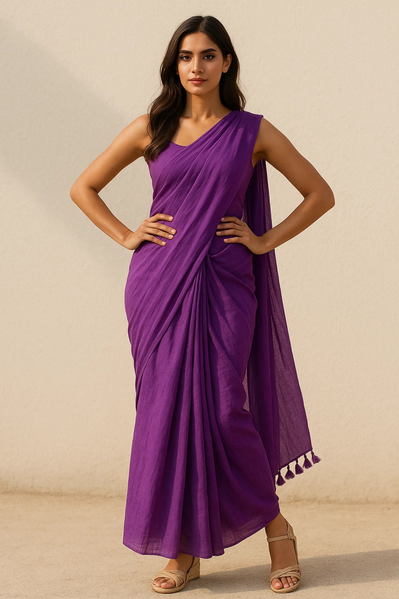 Gulnaar Gaze | Handloom Mul Cotton | Indidha Saree