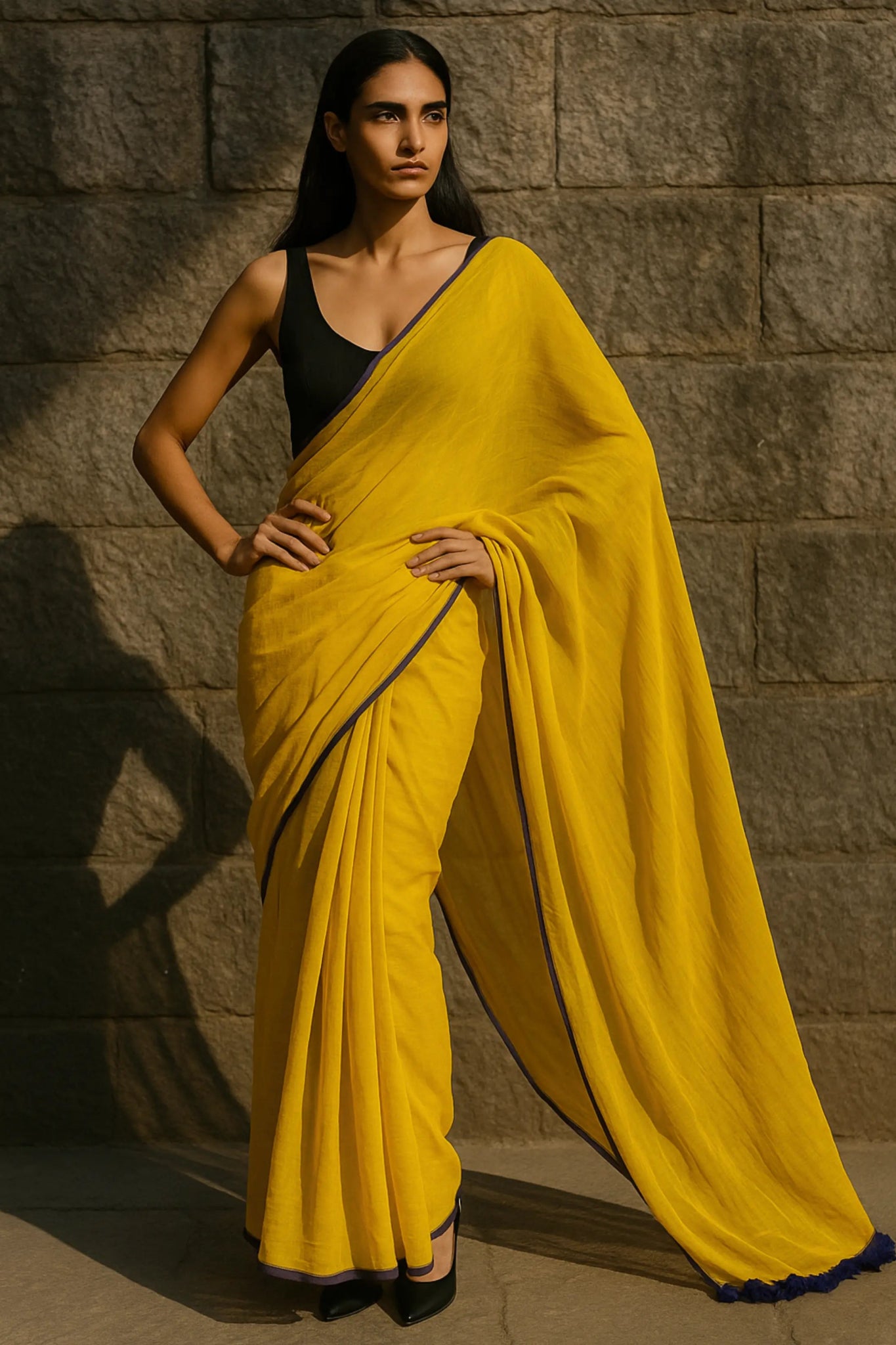 HONEYED HORIZON | Mul Cotton | Indidha Saree
