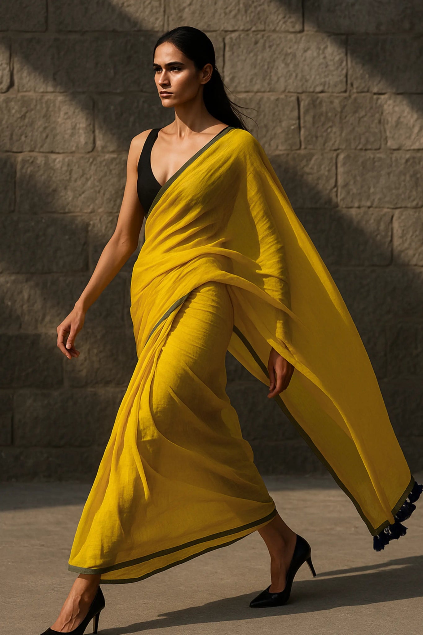 HONEYED HORIZON | Mul Cotton | Indidha Saree