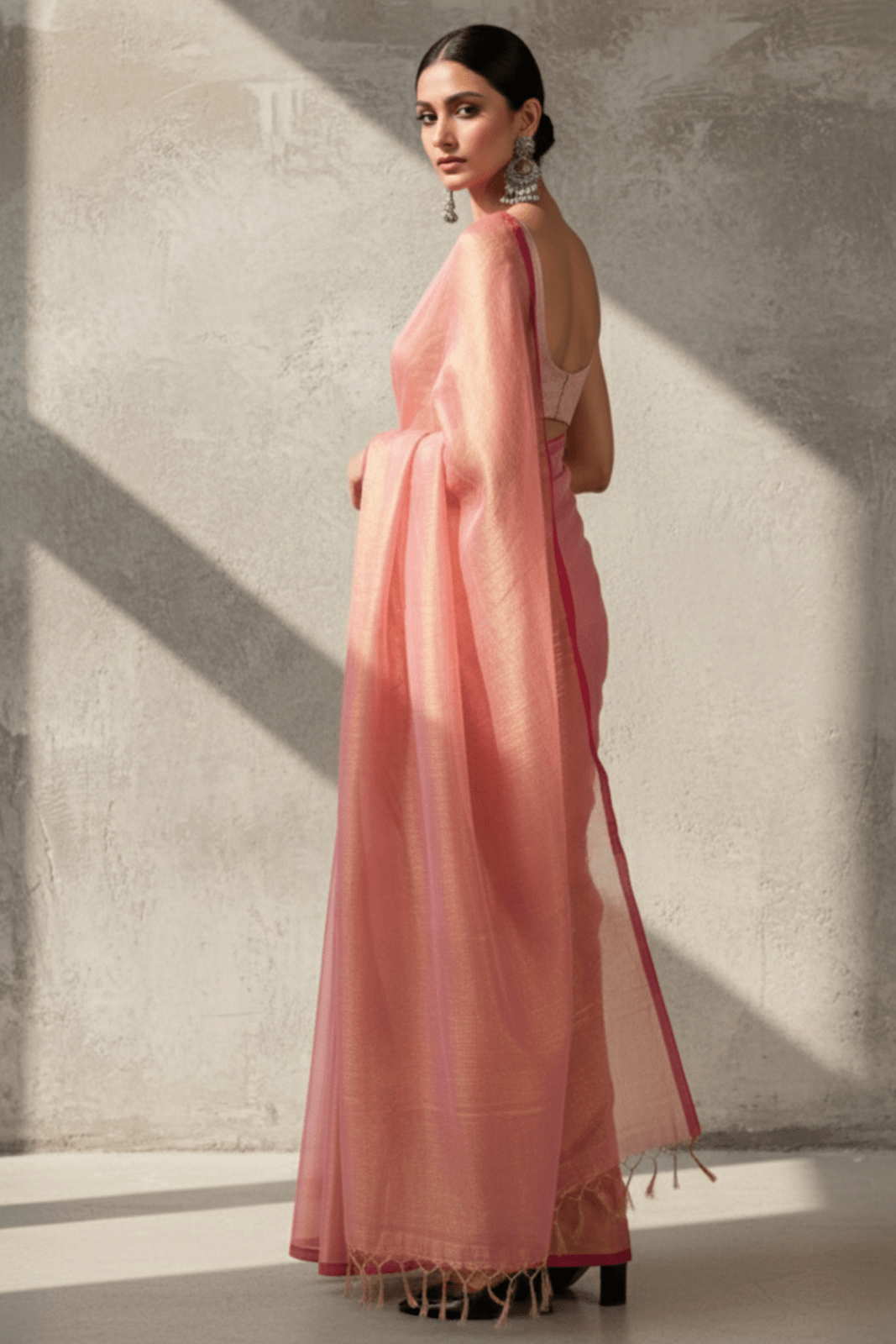 LUMINOUS ROSE | Handloom Tissue | Indidha Saree