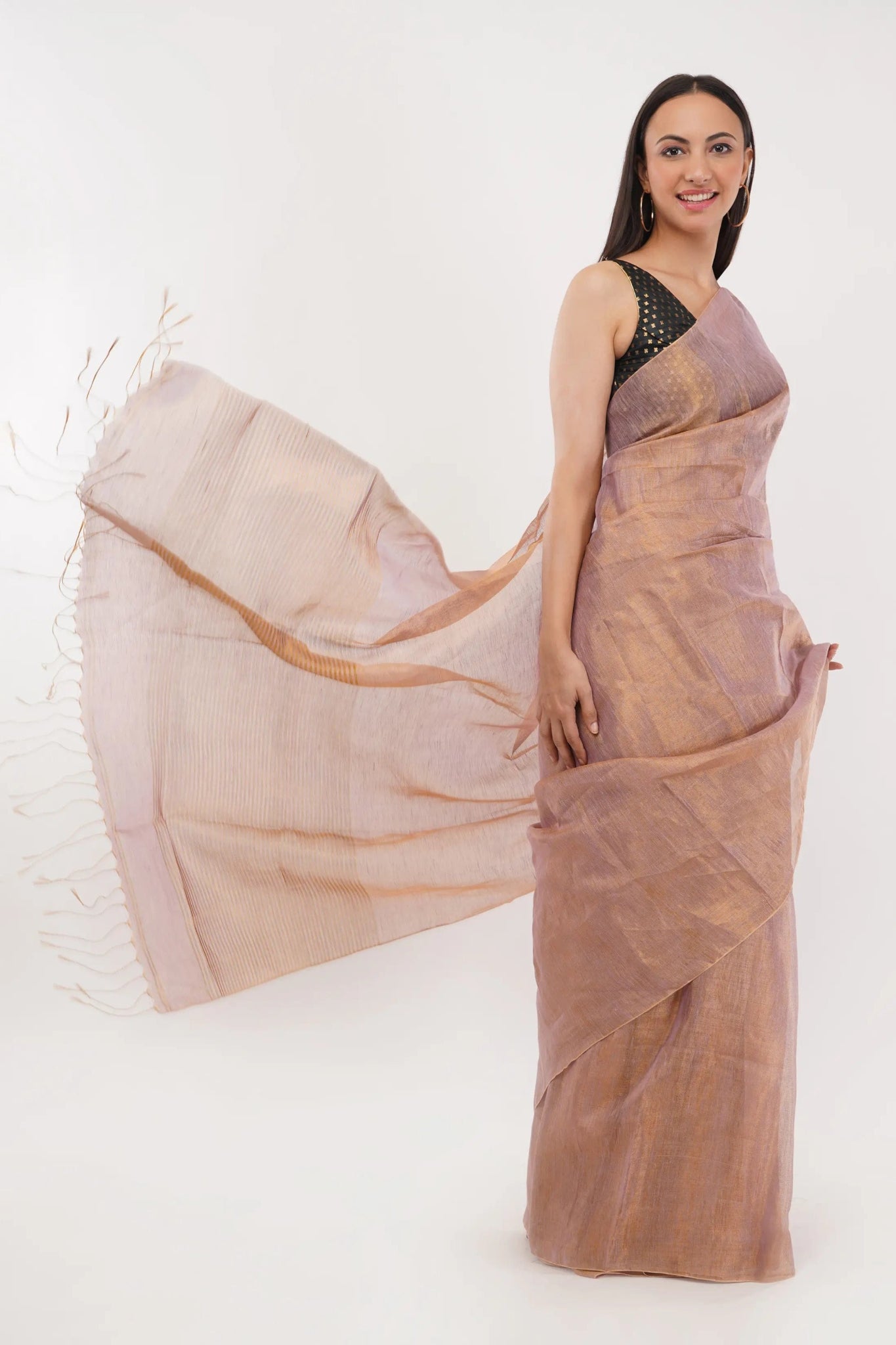 MAUVE MATTER | Handloom Linen Tissue | Indidha Saree