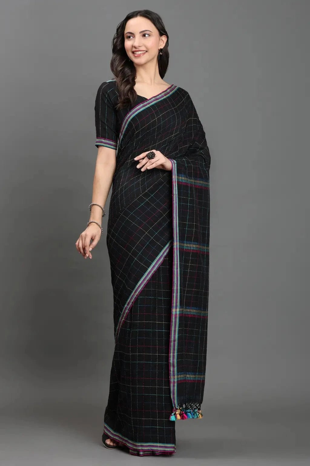 MIDNIGHT KANTHA | Pure Cotton | Indidha Saree