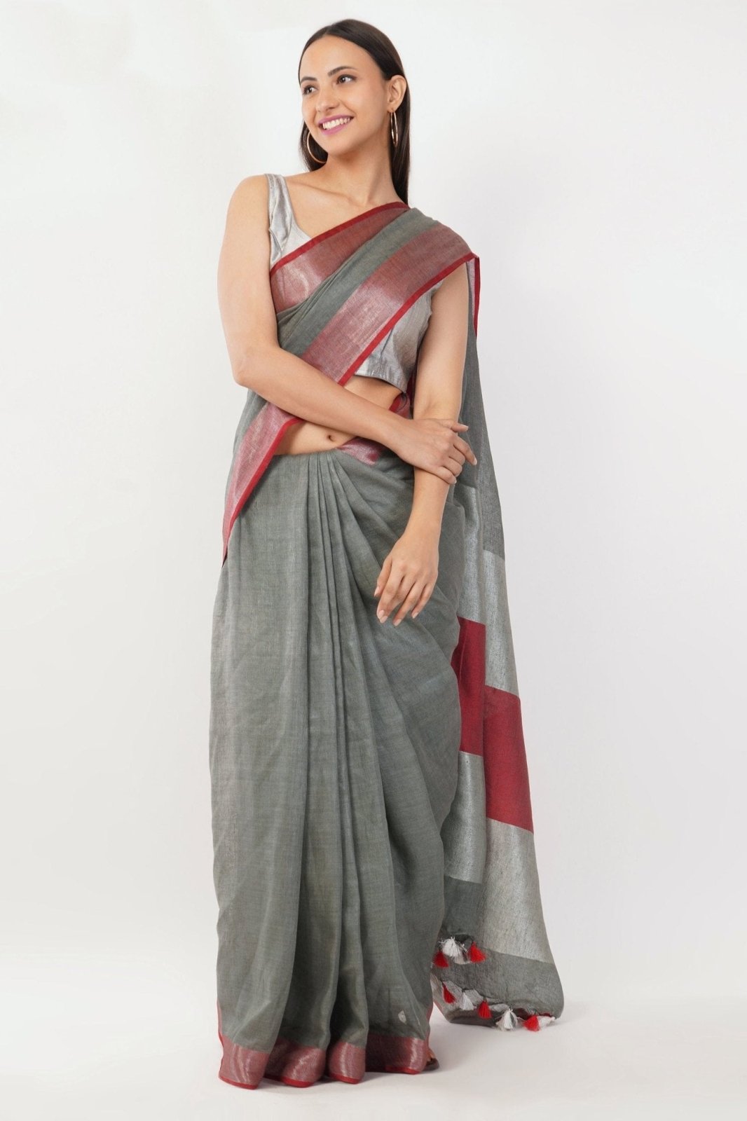 MINIMALIST GRAY | Linen by Linen | Indidha Saree