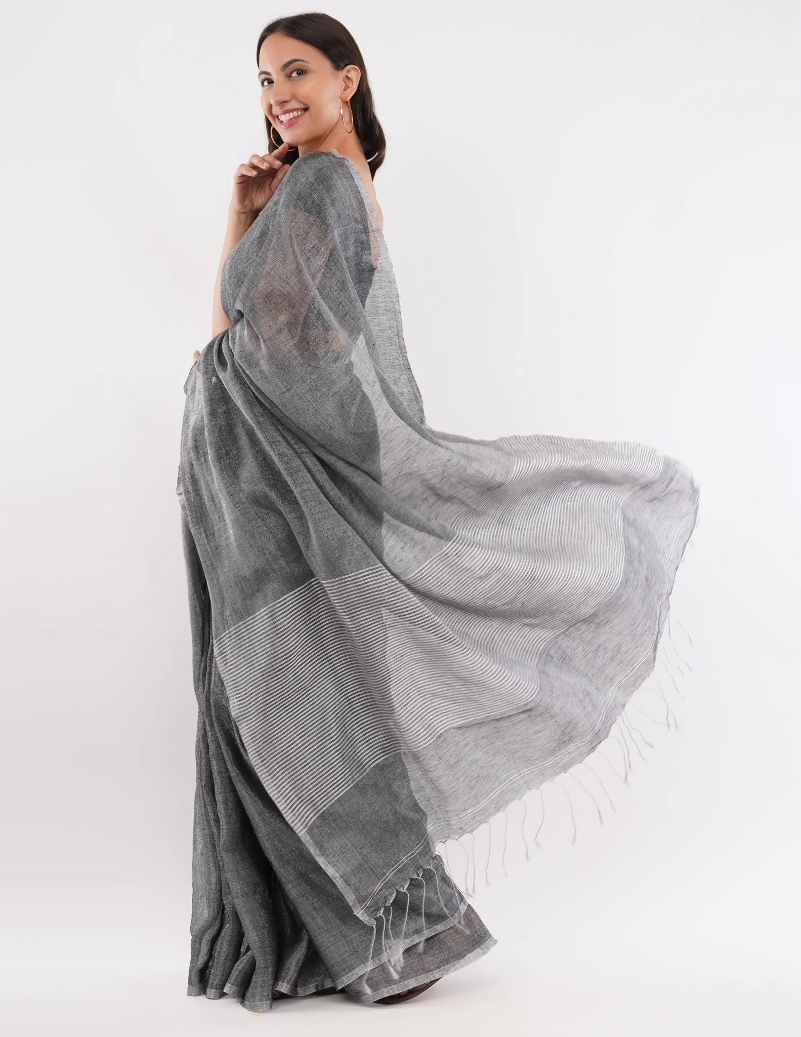 MYSTIC MEADOWS | Handloom Linen Tissue | Indidha Saree