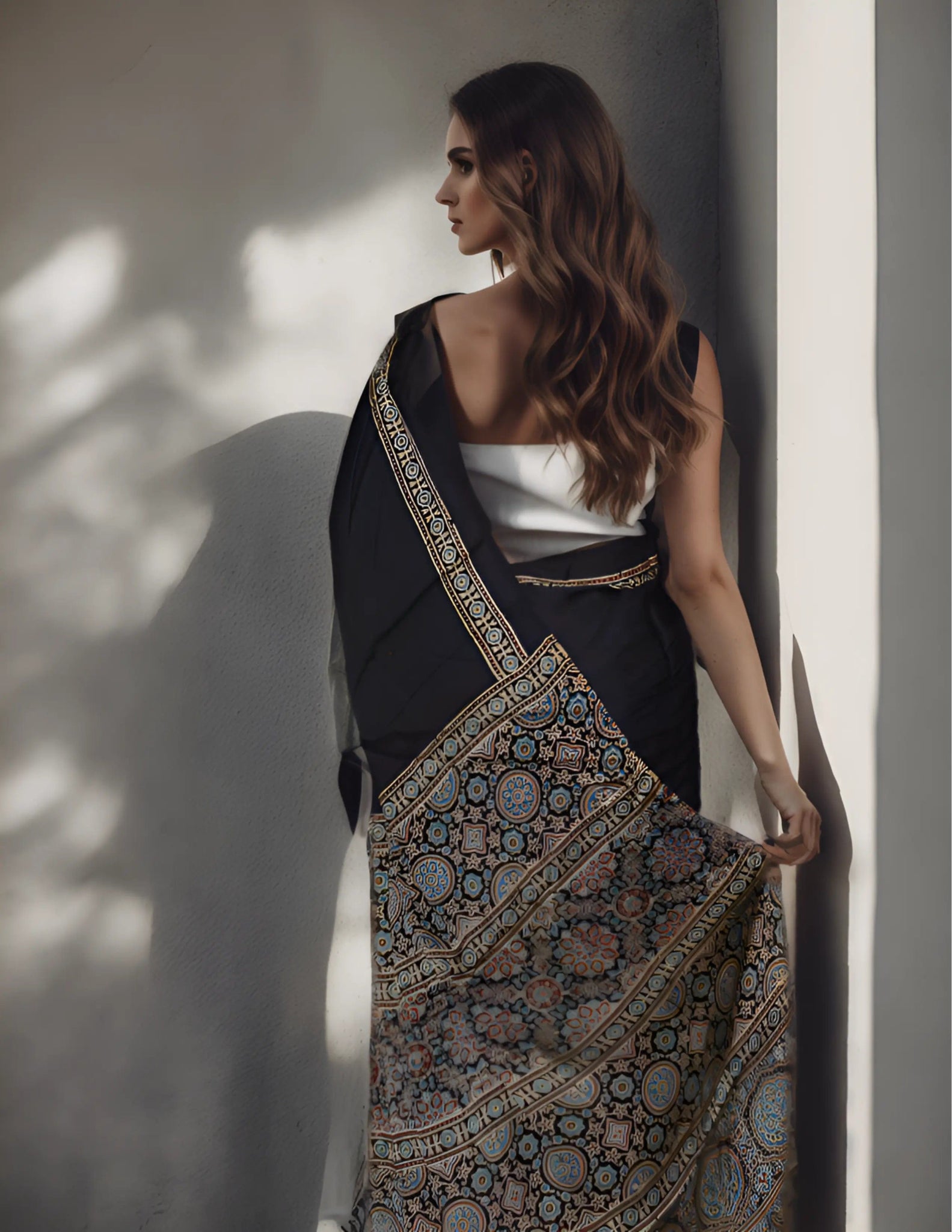 NIRVANA | Modal Silk | Ajrakh Print | Indidha Saree