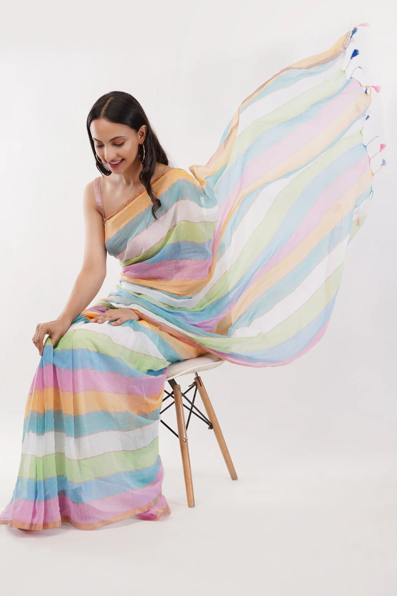 PASTEL RAINBOW | Mul Cotton | Indidha Saree