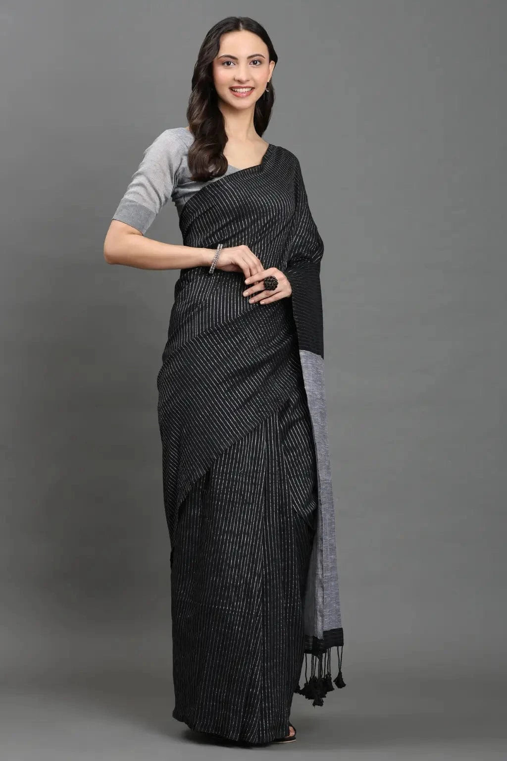 RAAG CHARCOAL | Pure Cotton | Indidha Saree