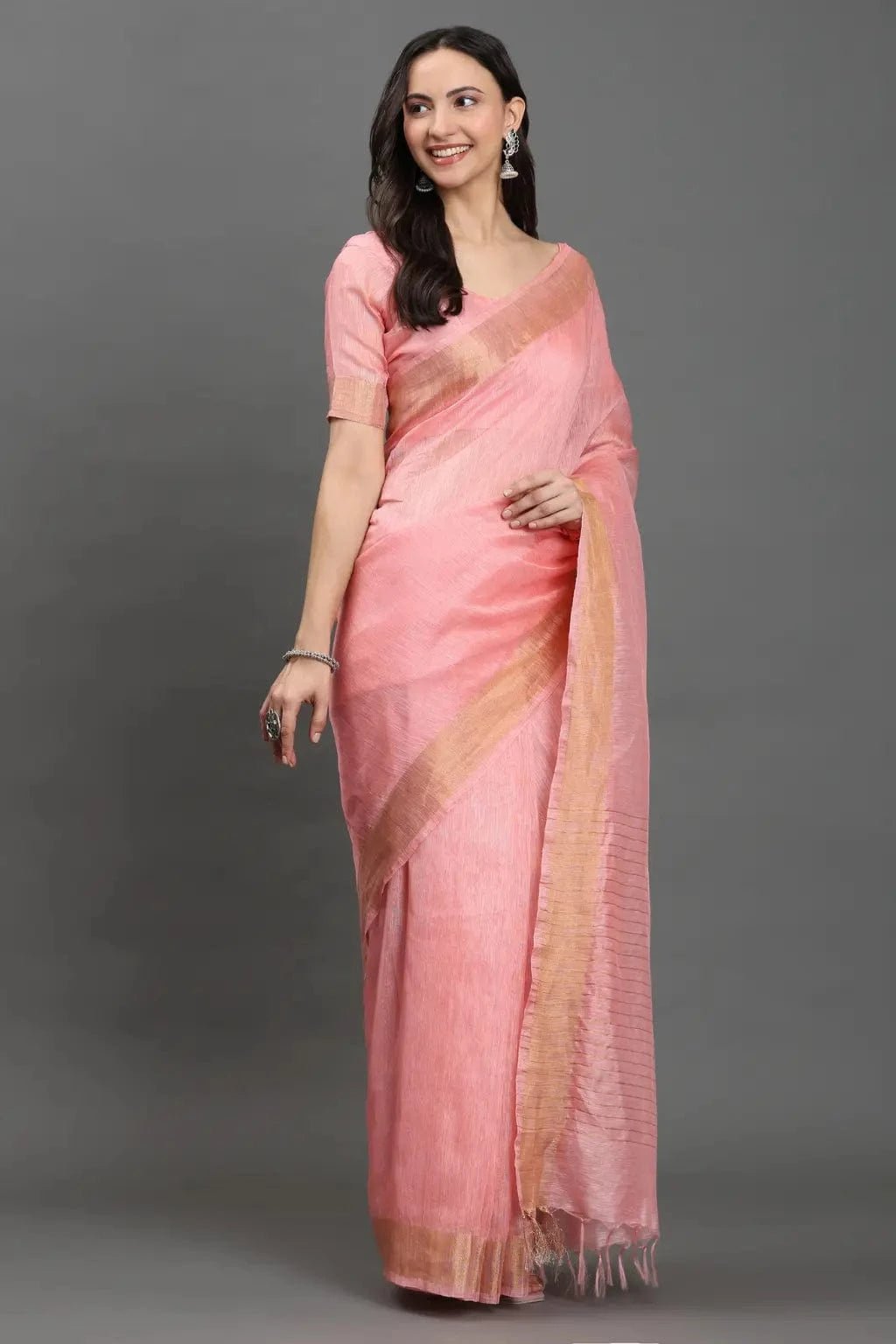 ROSE PEACH | Kota Linen | Indidha Saree