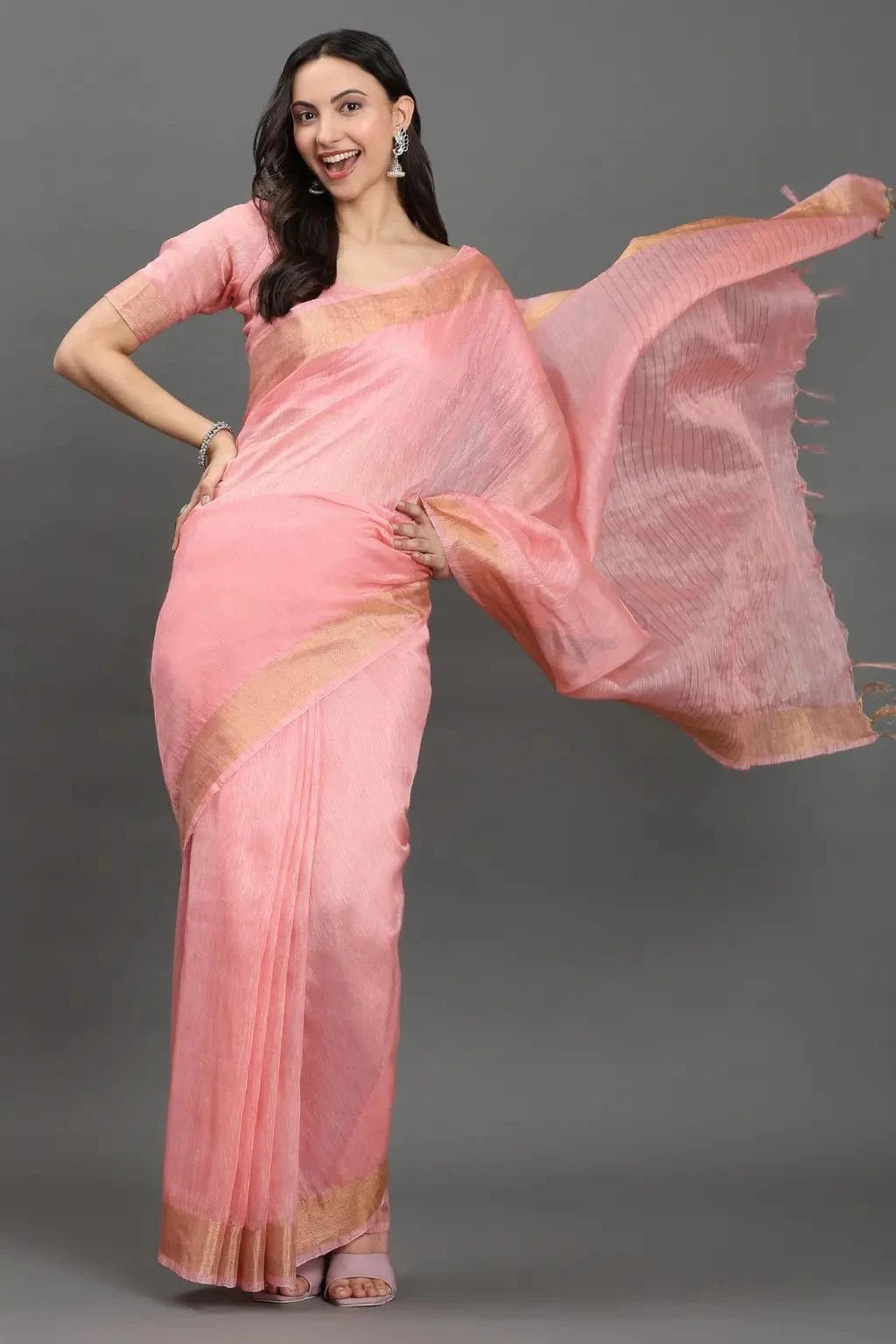 ROSE PEACH | Kota Linen | Indidha Saree