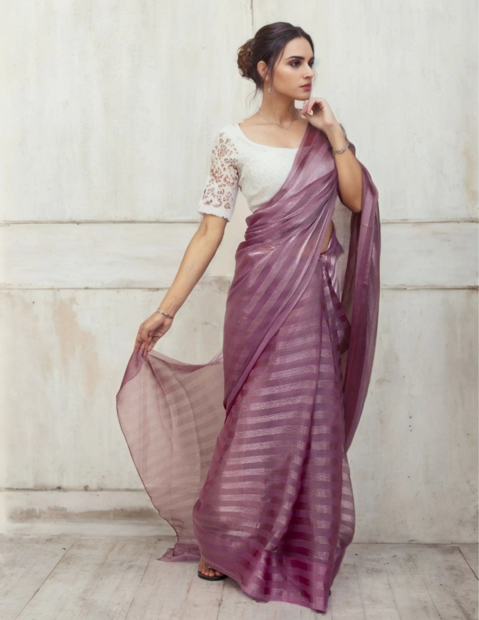 CHERRY | Burberry Tissue | Indidha Saree