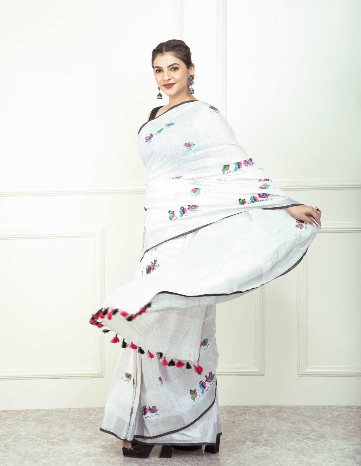 CHIRPING BIRD | Linen | Indidha Saree