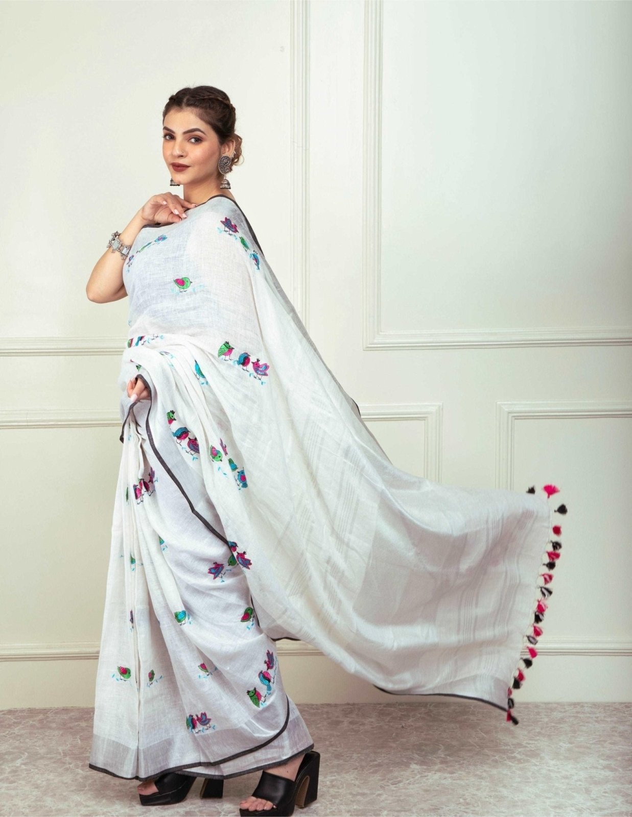 CHIRPING BIRD | Linen | Indidha Saree