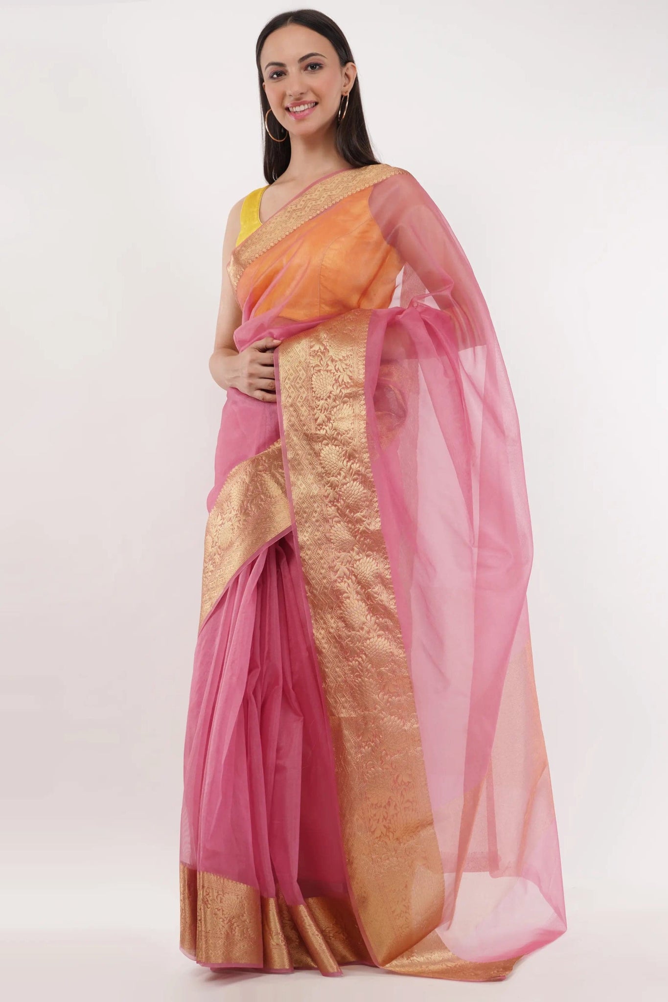 PINK OPAL | Organza with Banarasi Border | Indidha Saree