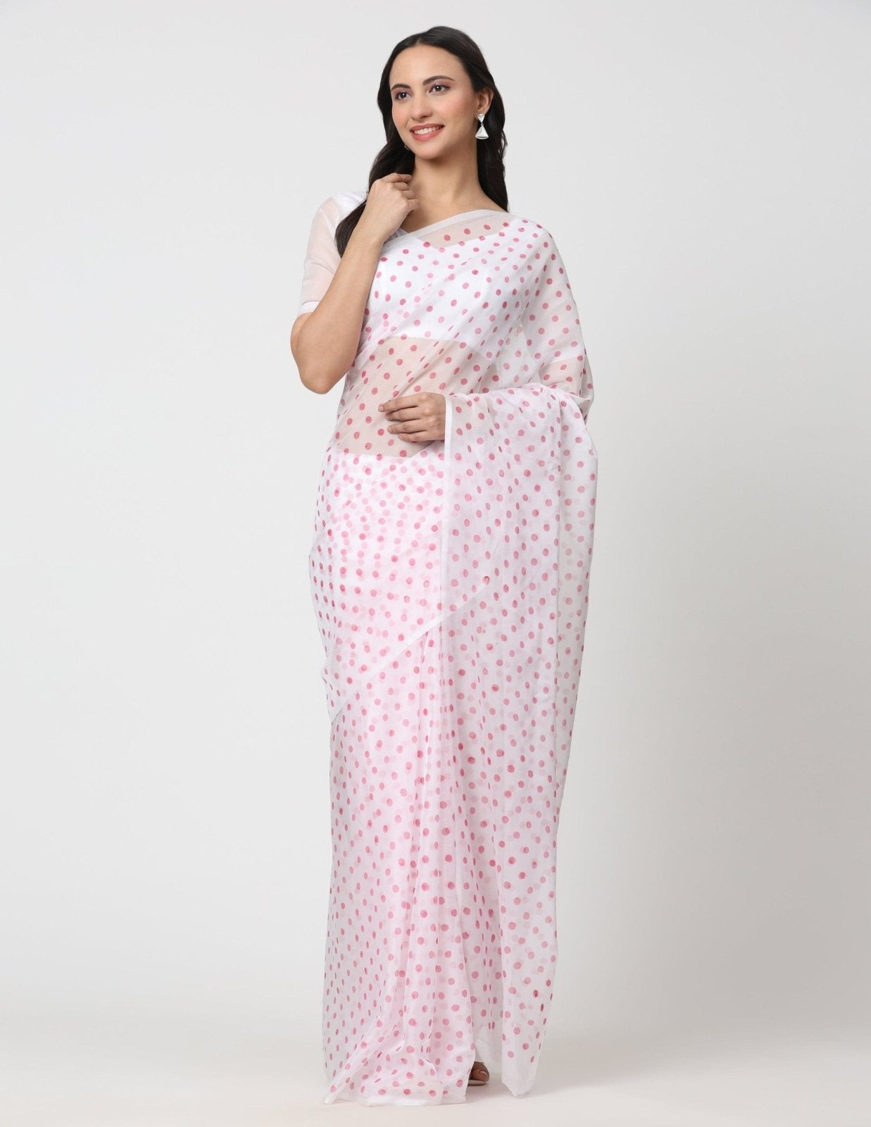 POLKA MORNING | Handpainted Organza | Indidha Saree