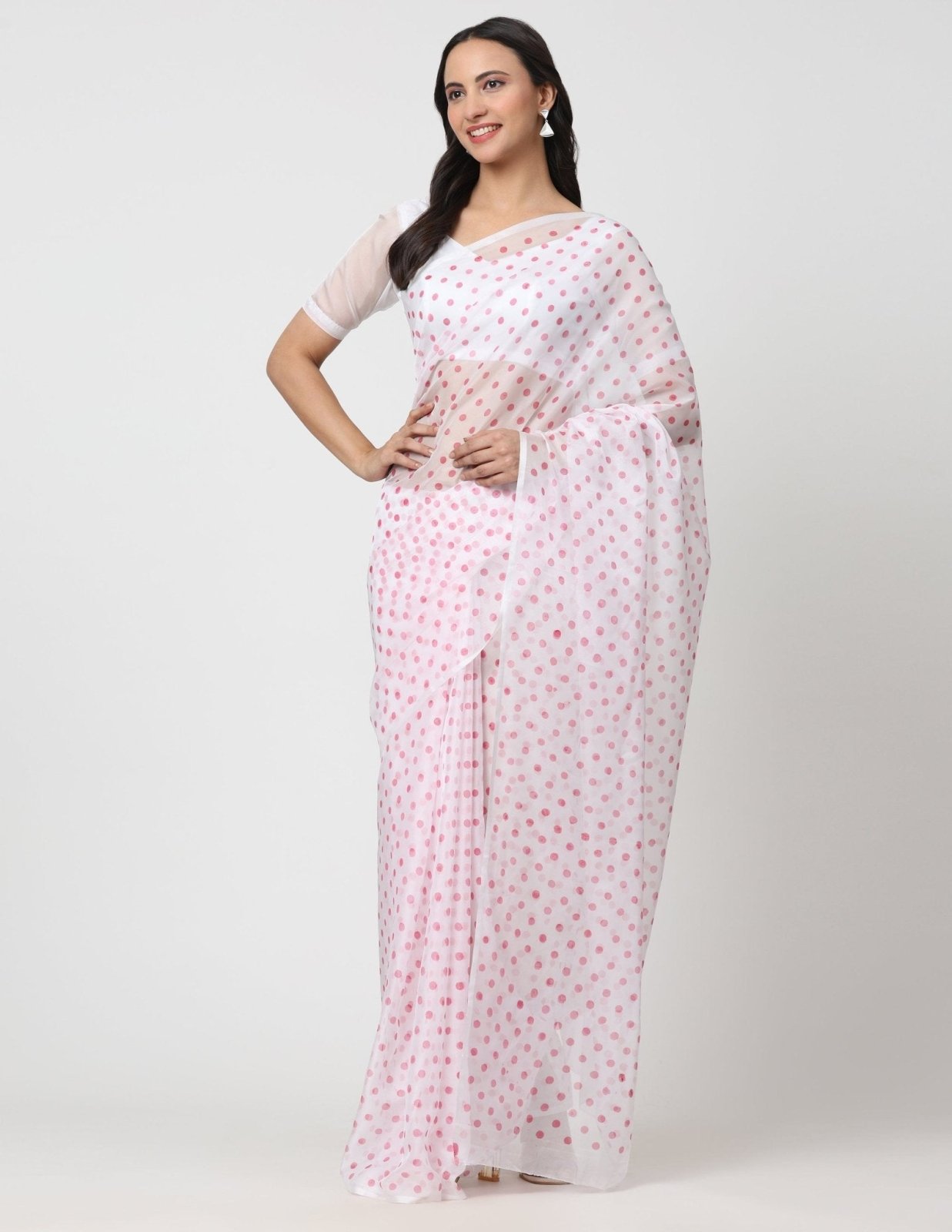 POLKA MORNING | Handpainted Organza | Indidha Saree