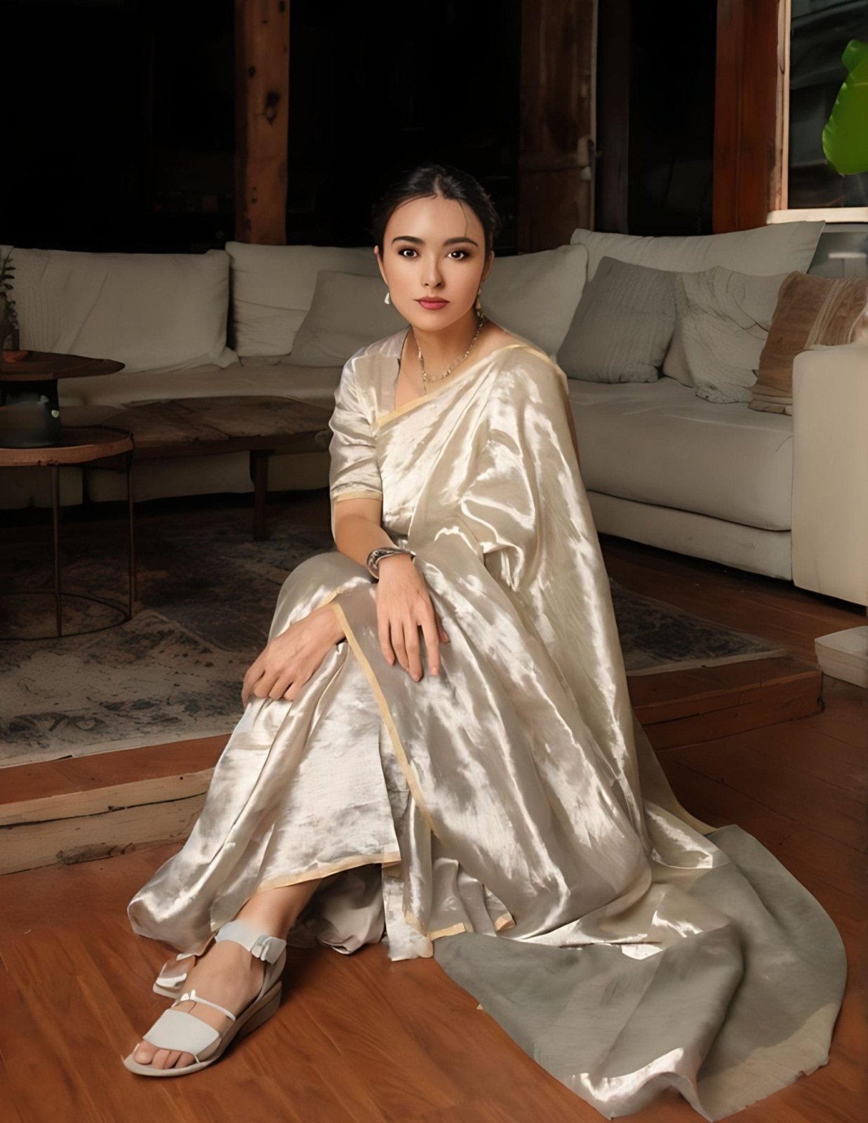 SIMIN | Pure Chanderi Tissue Silk | Indidha Saree