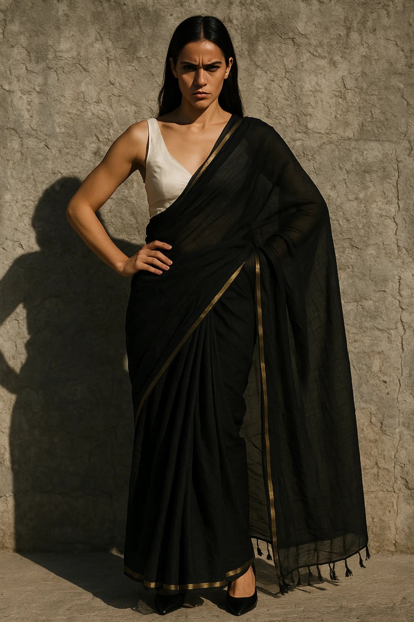 SHADOW CHIC | Mul Cotton | Indidha Saree