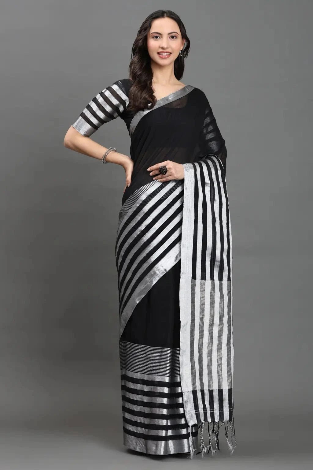 SILVER STREAK | Mul Cotton | Indidha Saree