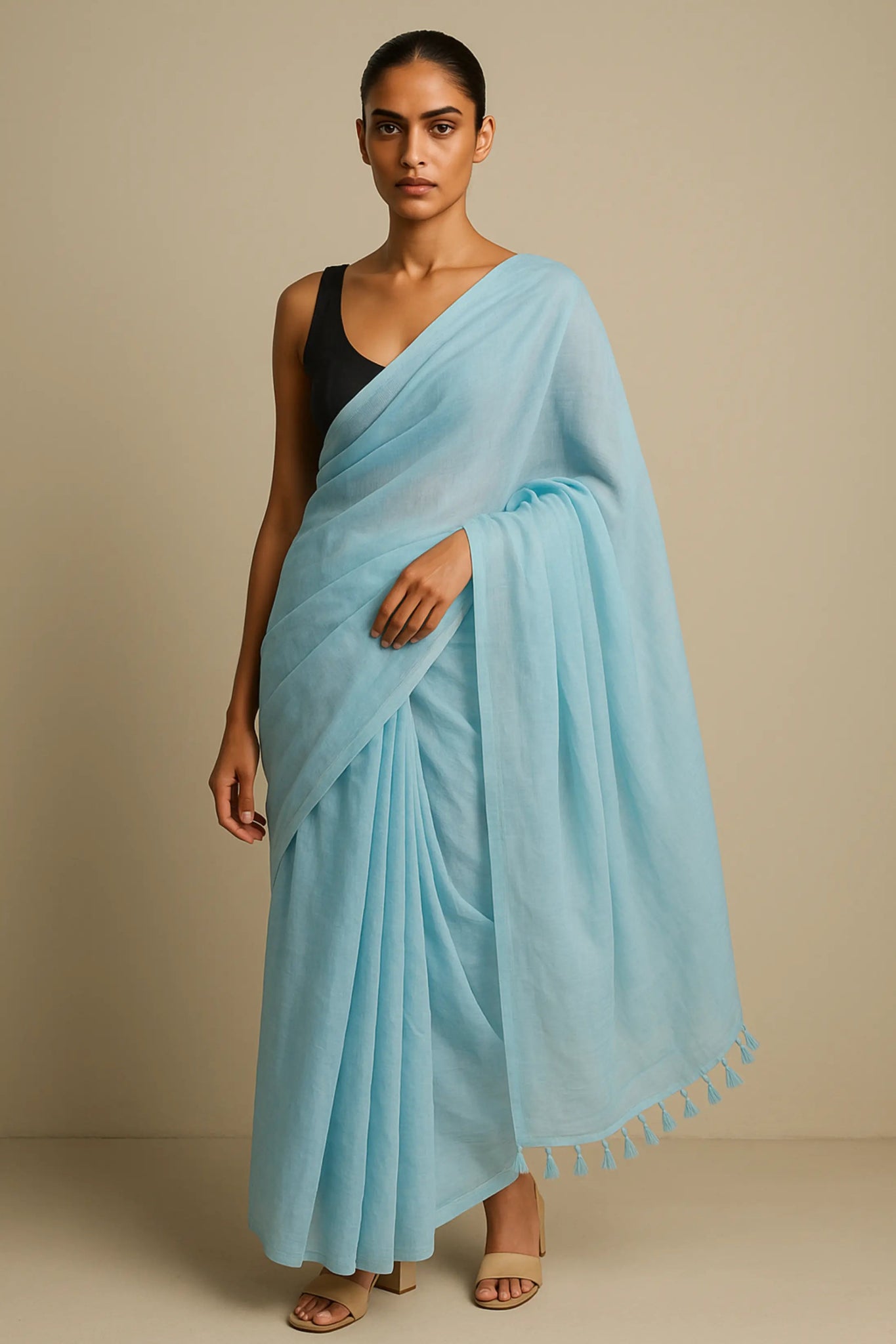 Sky Drift | Handloom Mul Cotton | Indidha Saree