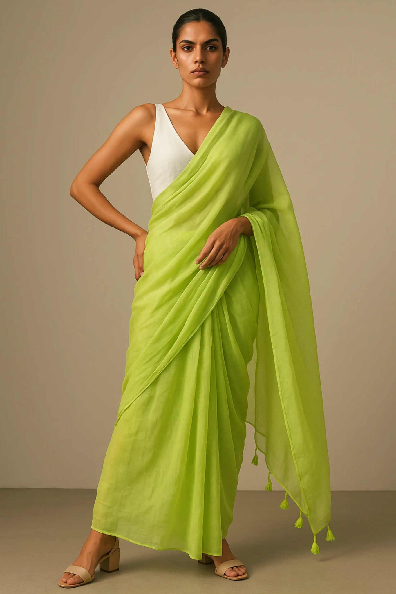 Urban Haze | Handloom Mul Cotton | Indidha Saree