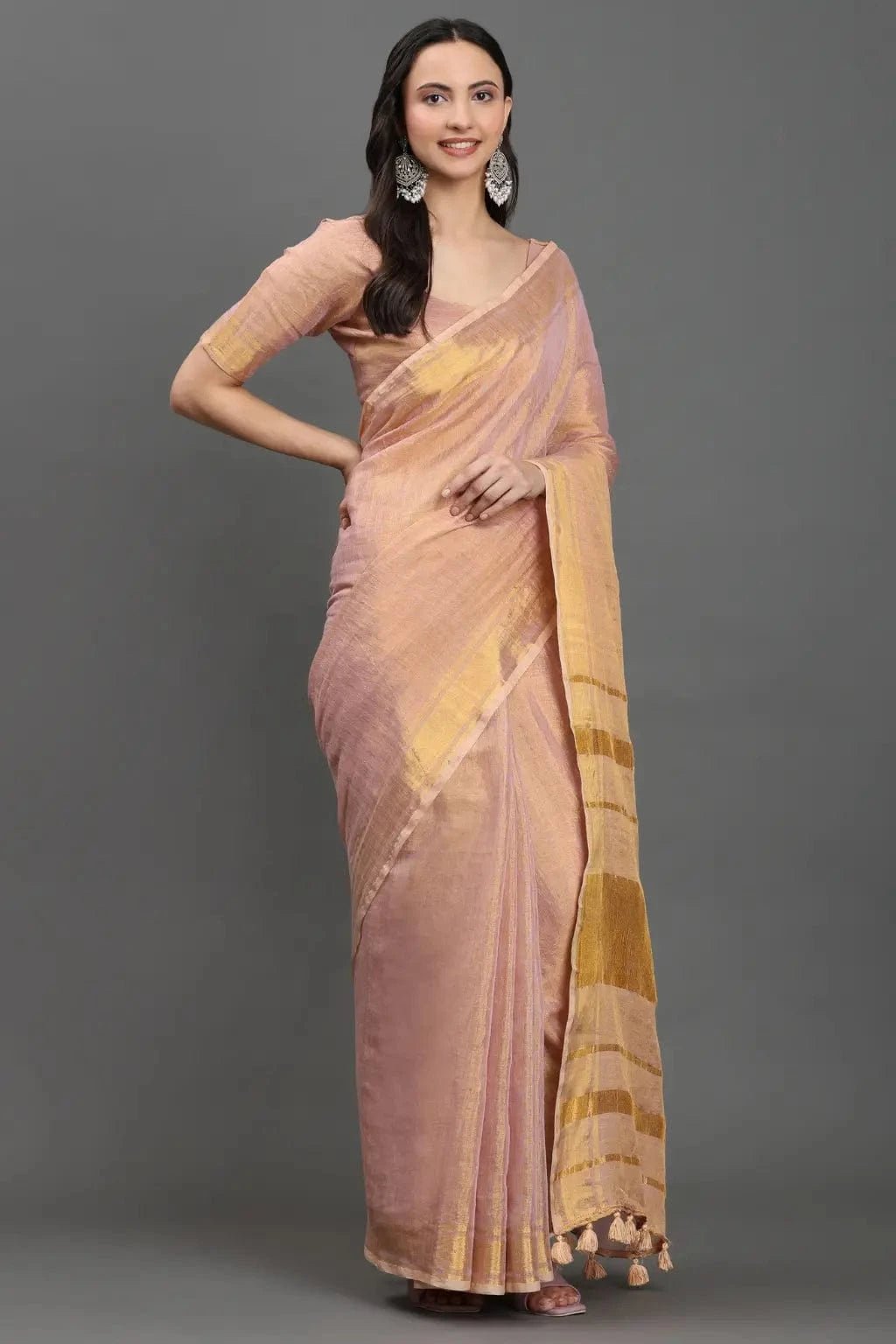 ZARSI GULABI | Linen Tissue | Indidha Saree