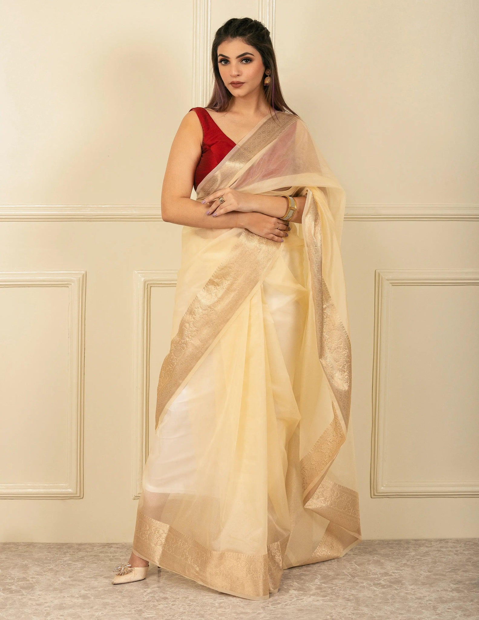 KOLAM | Organza with Banarasi Border | Indidha Saree