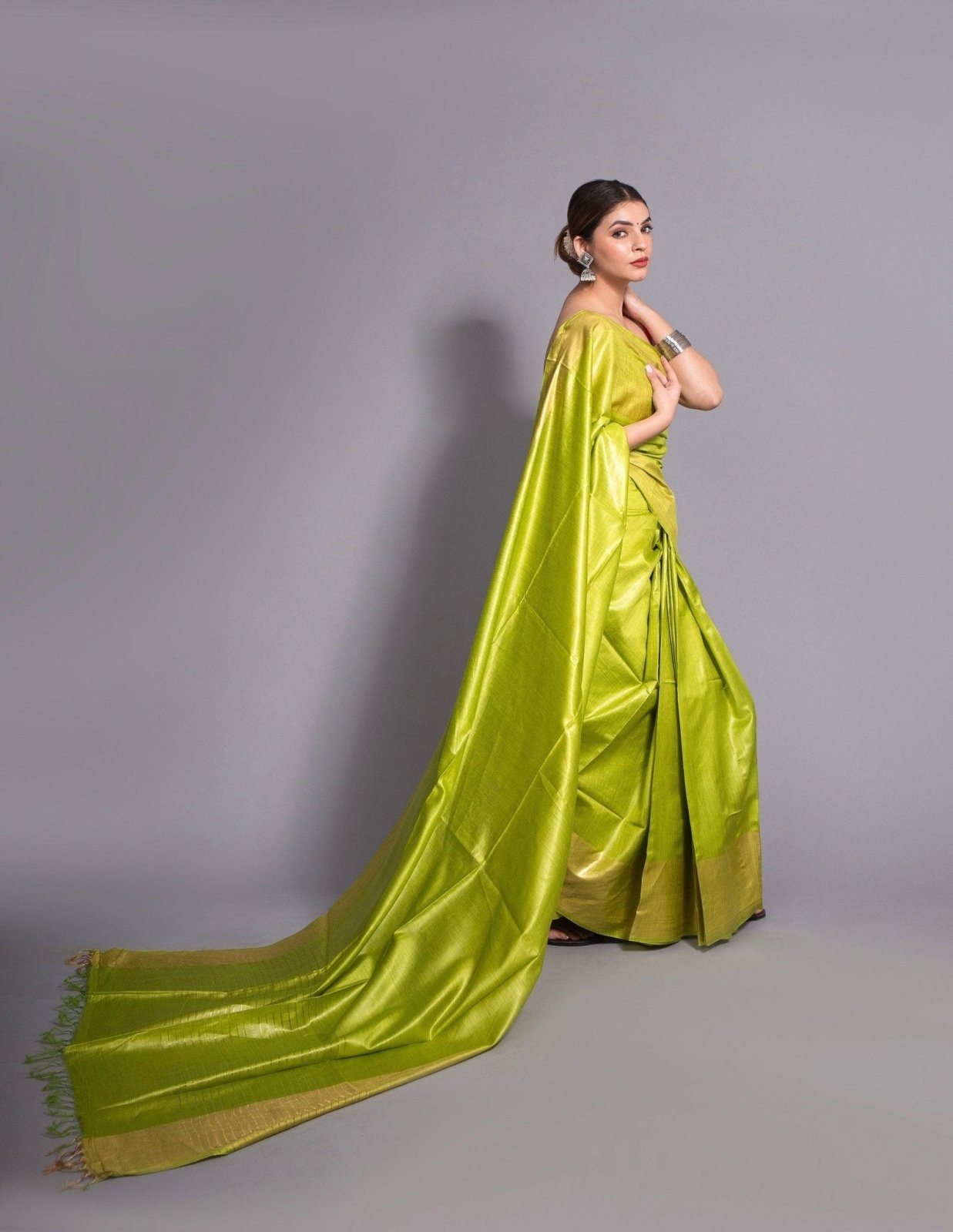 GOLDEN PARROT | Muga Silk | Indidha Saree