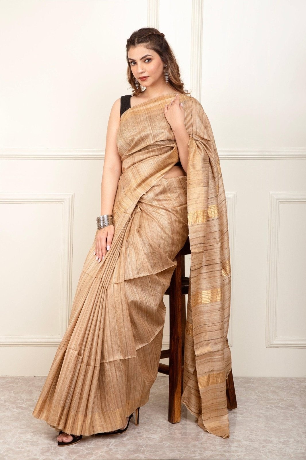 GRIT GAMINI | Tussar Ghicha Silk | Indidha Saree