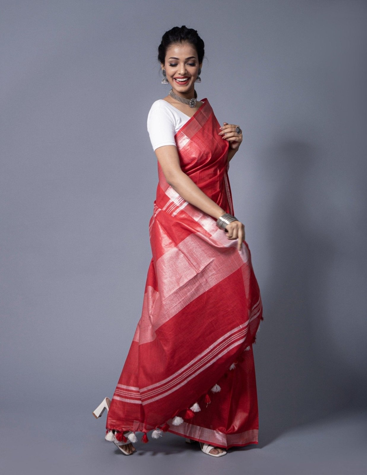 RED STONE | Cotton Slub | Indidha Saree
