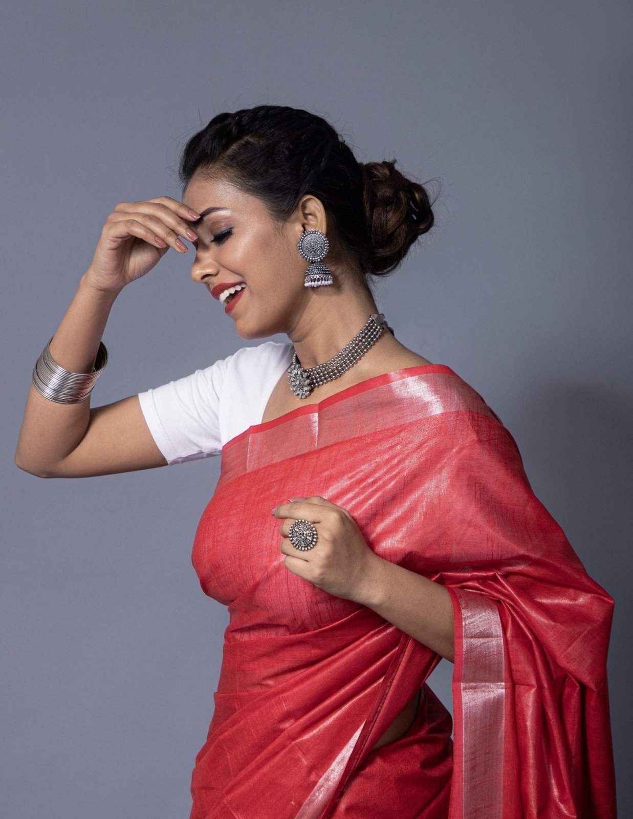 RED STONE | Cotton Slub | Indidha Saree