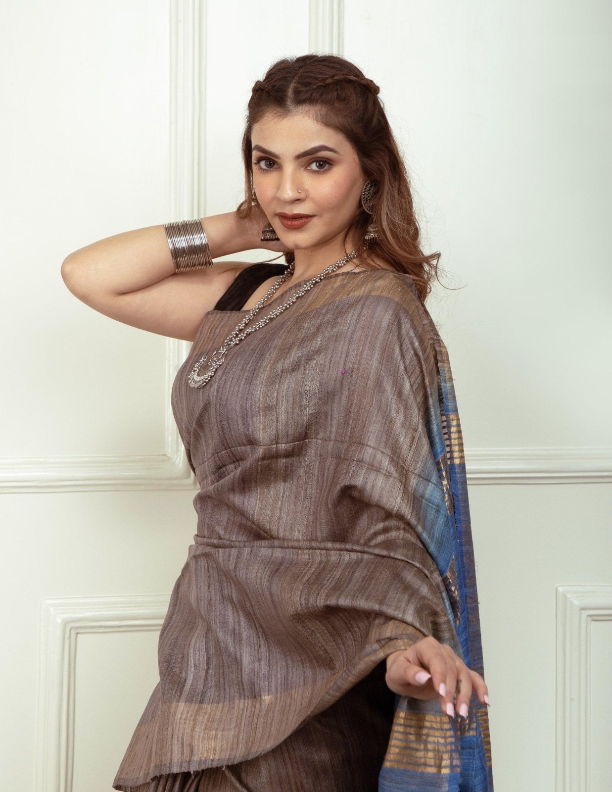 SAPPHIRE | Tussar Ghicha Silk | Indidha Saree