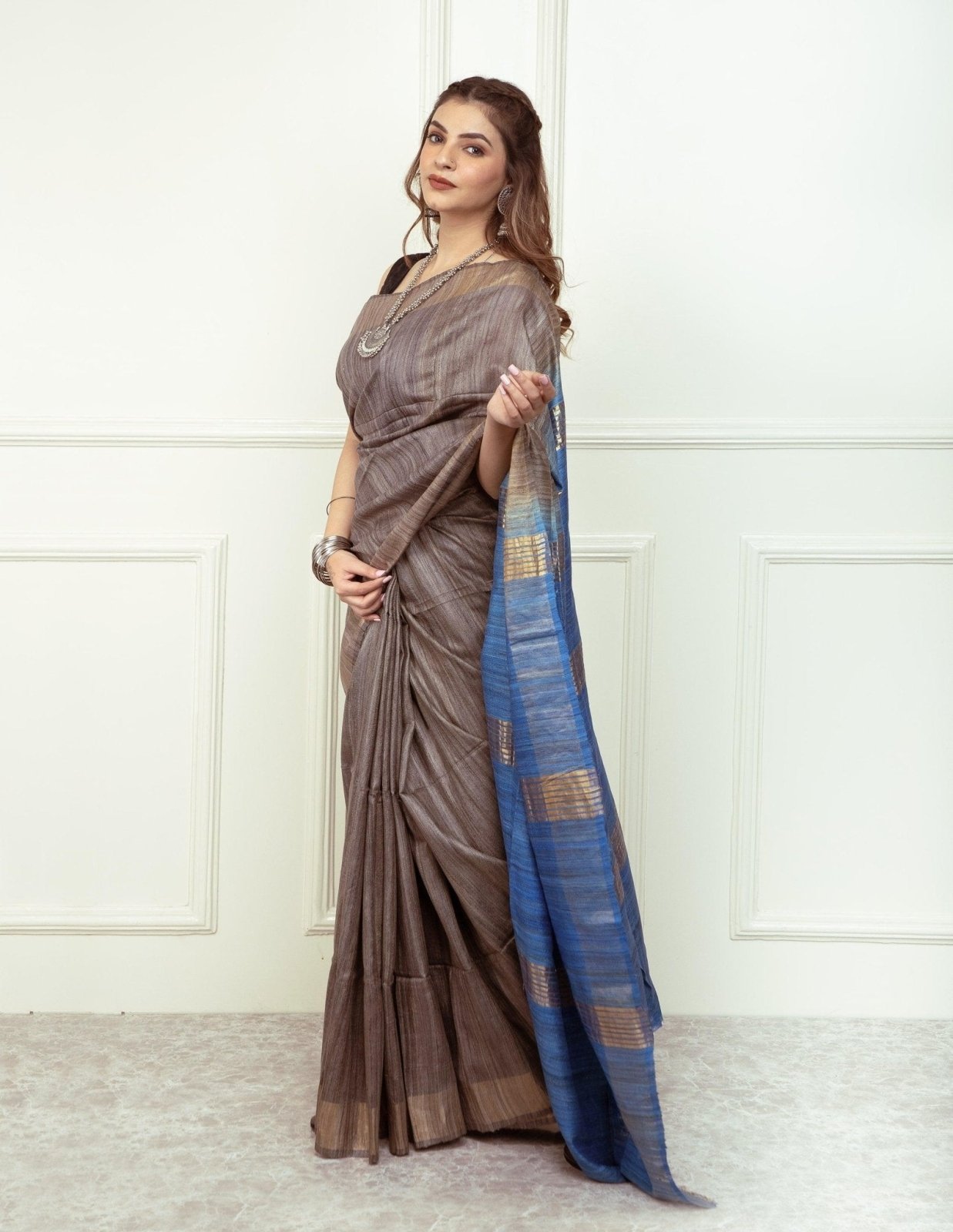 SAPPHIRE | Tussar Ghicha Silk | Indidha Saree