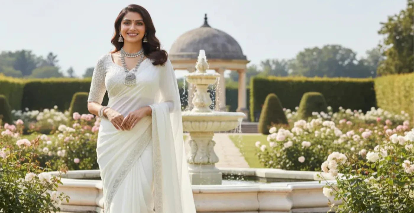 10 Stunning White Saree Looks for Every Occasion.