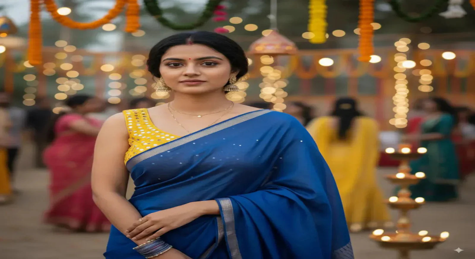 Navratri Day 3 : Royal Blue Saree Looks for Festive Style.