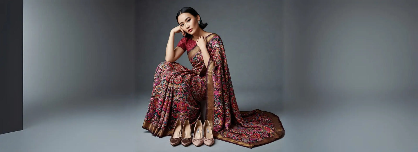 Sarees & Heels or Flats? Finding the Perfect Footwear for Office Wear Sarees.