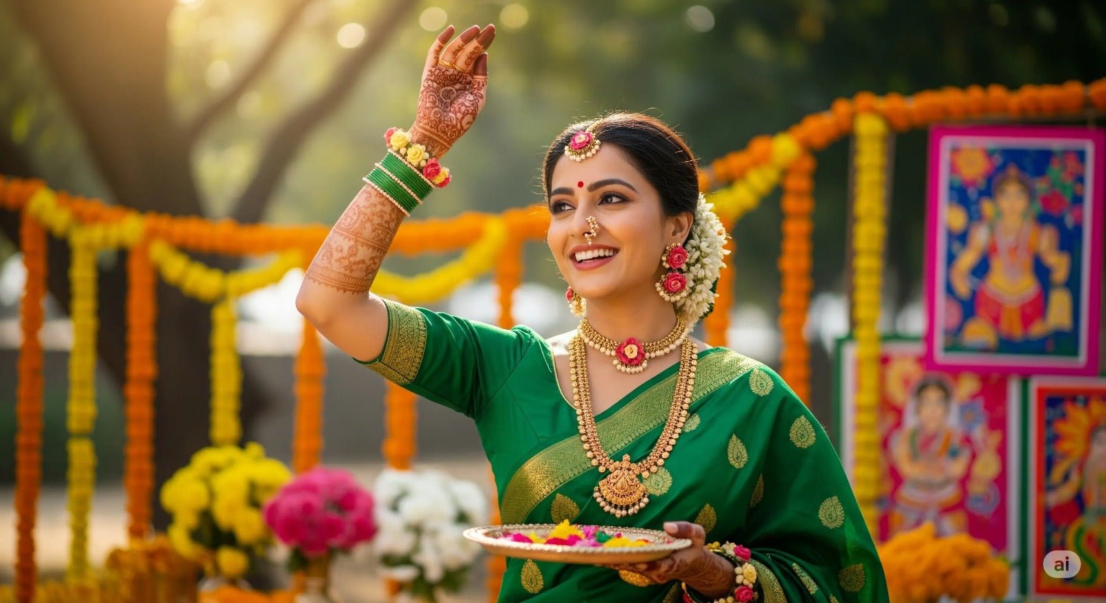 Green Saree for Teej: Celebrate in Traditional Elegance
