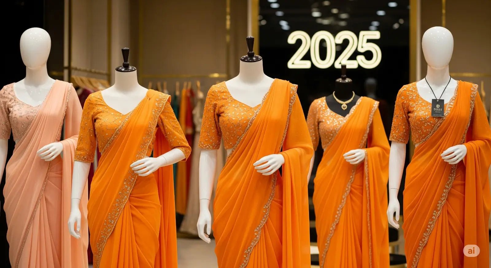 Linen Sarees: Lightweight Orange Chiffon Sarees for Party Wear