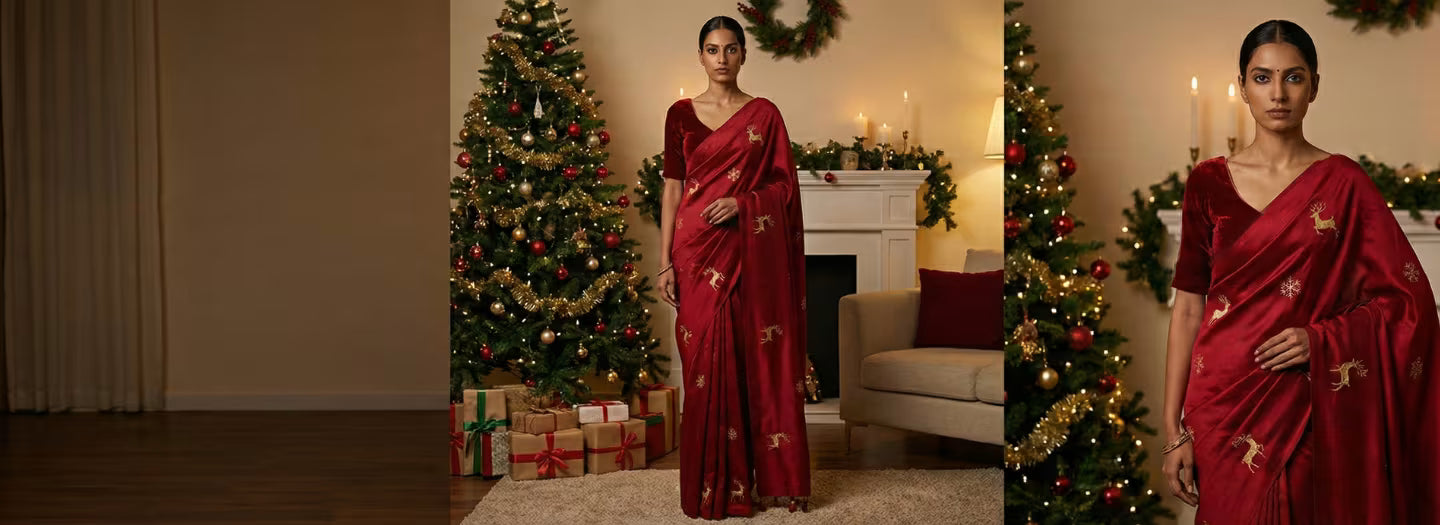 Christmas Saree: Elegant, Festive & Modern Saree Looks for the Holiday Season